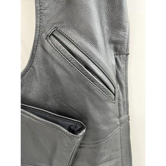 First Manufacturing Co Rally Riding Chaps FMC Black leather Biker Adj waist 2X - Picture 5 of 12